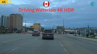 Driving Waterloo Downtown Tour 4K HDR | Virtual Driving Tour Waterloo Downtown Canada