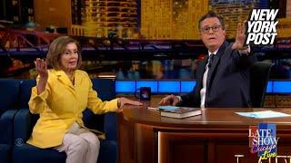 Anti-Israel protesters crash Nancy Pelosi’s ‘Late Show’ interview with Stephen Colbert outside DNC