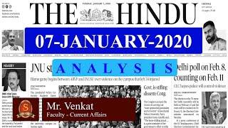 The Hindu Daily News Analysis | 07th January 2020 | Current Affairs -  UPSC Mains - Prelims 2020