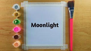 Moonlight painting easy, Night Scenery painting for beginners, step by step