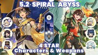 C1 Sethos Aggravate & C5 Gaming Melt | 5.2 Spiral Abyss 4 Stars Only | Genshin Impact