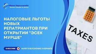 Налоги в Израиле. Налоговые льготы новых репатриантов при открытии "Эсек Мурше".