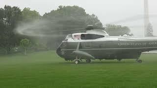 Marine One lifts off in a downpour but it looked awesome