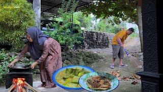 sederhana tapi nikmat, sayur lodeh cabe terong ijo, ikan asin goreng, masakan desa