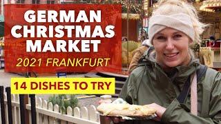 German Food at the German Christmas Market Frankfurt 2021