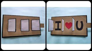 cupid love handmade valentine card ideas/triple wiper card/ i love you card/surprise gift