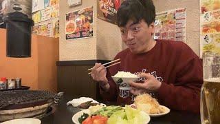 しちりんの居酒屋で焼肉ライス生ビール
