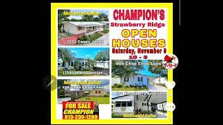 CHAMPION STRAWBERRY RIDGE OPEN HOUSES SATURDAY 10-3 813-230-1200  Homes starting $25,000