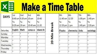 How to Make a timetable in excel | students class time table in excel |excel tutorials