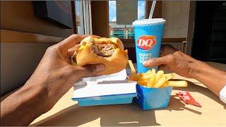 POV Dairy QUEEN ( gets a little messy ) #1  TWO Cheese DELUXE 1/3 lb. Signature Stackburger (DQ)