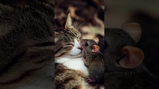 A Purrfectly Sweet Embrace: Cat and Mouse in Harmony!  #cats #cuteanimals #cutecat