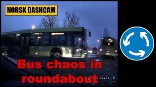 Bus chaos in roundabout - Olavsgård, Skedsmo (Norway)