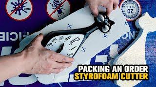 Packing an Order and Demonstrating a Hot Styrofoam Cutter in Action