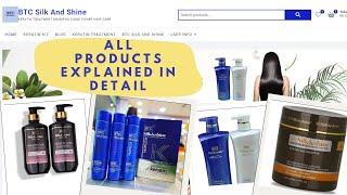 BTC Silk and Shine all products Explained in Detail  Keratin Treatment Kit  Shampoo  and conditioner