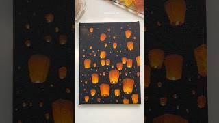 Sky lantern Acrylic painting /Full video is available on my channel. #acryliclandscape #painting