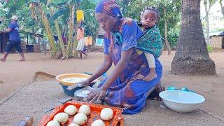 African Village Life of Our Young Organic Mom#Cooking Village Food Cardamon Bread with Beans.