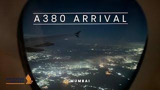 Gorgeous Night Arrival and Landing Singapore A380 Super into Mumbai International Airport. SQ424