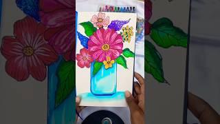 Flower vase painting with watercolor #flowervase #vairalshor #shortvideo  #waterpainting #painting