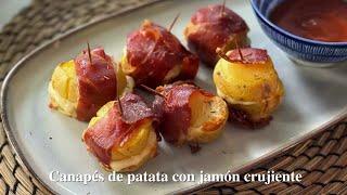 Bocaditos de patata con queso y jamón crujiente