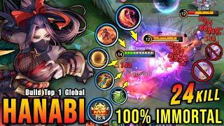 100% IMMORTAL!! 24 Kills Hanabi Best Build and Emblem!! - Build Top 1 Global Hanabi ~ MLBB