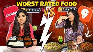 Swiggy vs. Zomato WORST Rated Food Challenge for 24 hours! *gone YUCK* #thakursisters