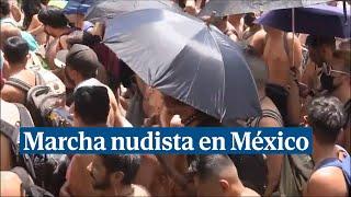 Cientos de cuerpos desnudos recorren las calles de Ciudad de México