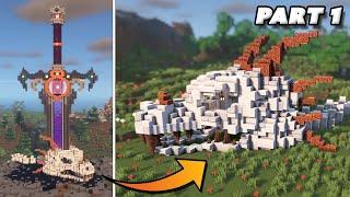 Minecraft: How to build a Nether Sword Portal - Giant Dragon Skull Nether Sword Portal - Part 1