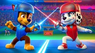 CHASE x MARSHALL Become Fencers?! The Epic Olympic Showdown | Paw Patrol Ultimate Rescue | Rainbow 3