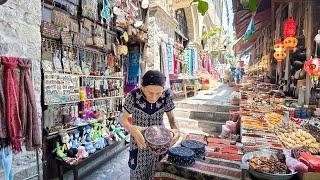 Old Grandma Rose Traveling and Shopping in Ancient Bazaar & Cooking