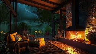 Relax In Cozy Rainy Cottage By The Forest | Soothing Sounds of Fireplace and Thunderstorm for Sleep