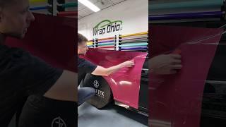 Wrapping the fender on this Nissan 370z in @inozetek  Supergloss Ruby Star #asmr #shorts