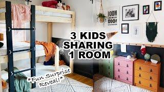 Surprise Kids' Bedroom Makeover| DIY TRIPLE BUNK BED|  *FUN SURPRISE REVEAL*