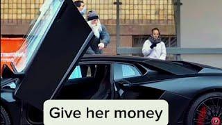 old man rich prank giving money to strangers for a phone call || lamborghini calling prank ||  ️ 