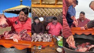 The primitive life of Mongolian Enke on the grassland! Collection 25 #camping #cooking #village