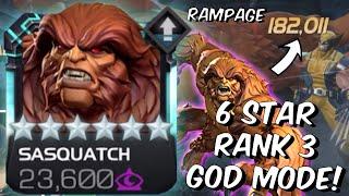 6 Star Rank 3 Sasquatch FULLY BOOSTED GOD MODE DESTROYS EVERYTHING - Marvel Contest of Champions