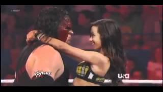 AJ Lee Kisses Kane - WWE Raw 11/06/12