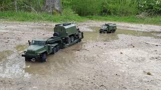 URAL with full loading Flatbed Trailer and URAL Radio Box (all Trucks modifed) Off Road sequence