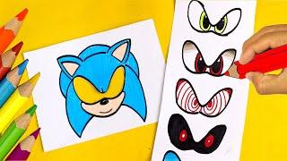 🟠How to Draw SONIC Transformations ⭐Coloring and Drawing SONIC 🟠Easy Drawing 
