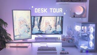 DESK TOUR korean homebody gaming desk tour | aesthetic white setup