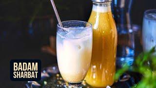 Badam Sharbat - Indian Almond Sharbat Recipe - Almond Concentrate, Badaam Syrup - Summer Drink