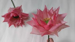 How To Make Lotus Paper Flowers From Crepe Paper - Làm Hoa Sen Giấy Nhún - Lana Paper Flowers