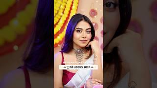 পুজো Looks 2024 compilation🪷#makeup #hairstyle #howto