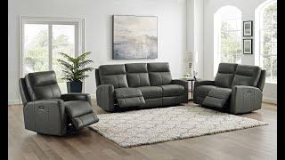 Prospera Home Capprio (Grey) Leather Sofa