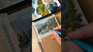 Landscape painting process to study to  #art #gouache