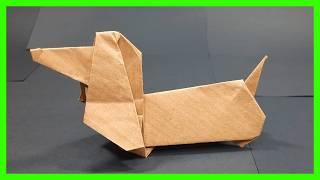 ⩥ Cómo hacer un PERRO SALCHICHA de ORIGAMI