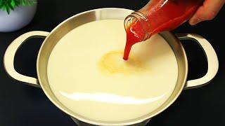 Pour tomato juice into boiling milk! I'm not going to the store anymore! Only 3 ingredients