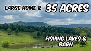 35 Acres Land For Sale, Mountain Views, Large Home, Fishing in Alabama