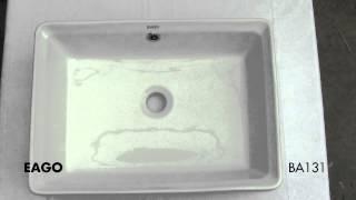 EAGO BA131 20" White Rectangular Porcelain Bathroom Sink with Overflow