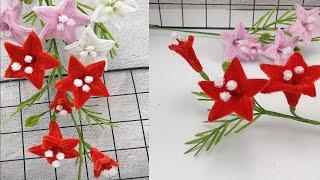 Beautiful Pipe cleaner Flower Making Tutorial | DIY Cypress Vine Flower | DIY Chenille Wire Flower