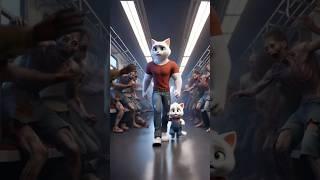 Cute cat and kitten are travelling in a zombie train #cat #cutecat #catlover